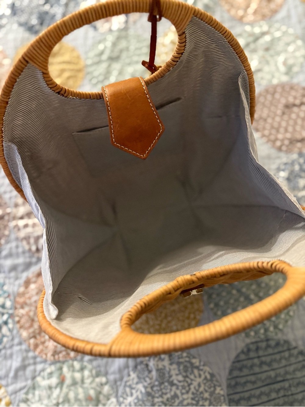 J. McLaughlin Woven Rattan bag with Tan Leather Trim - Picture 5 of 5